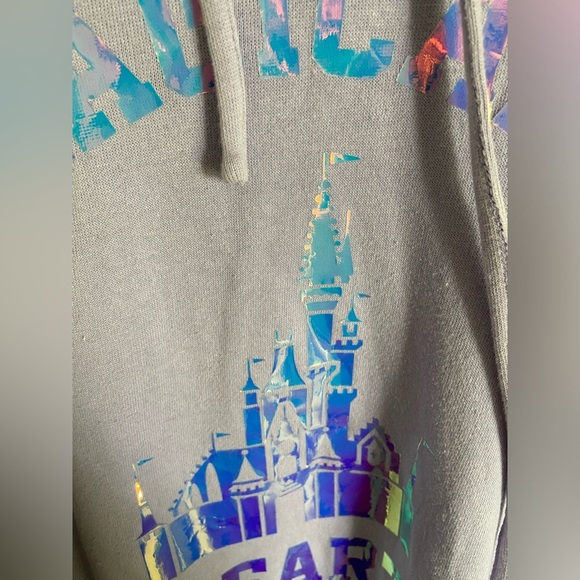 Disney Parks Happiest Place On Earth Iridescent Purple Hooded Sweatshirt Small - Picture 4 of 7
